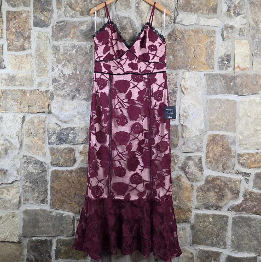 NWT Lulus Alluring Dream Floral Butterflies Embroidered Mesh Dress - Picture 2 of 11